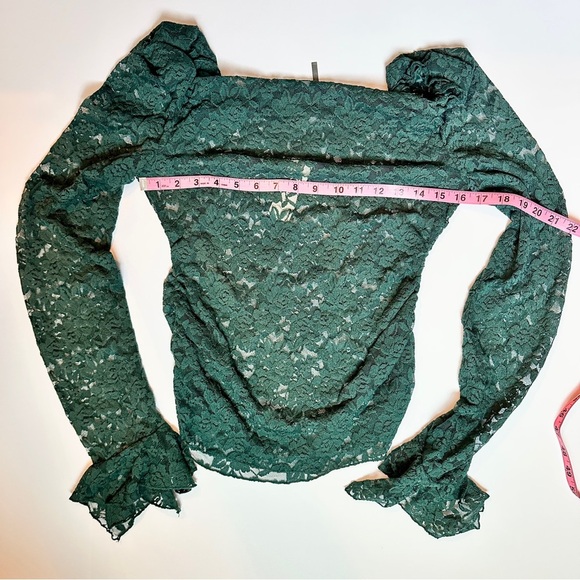 Anthropologie Long Sleeve Green 100% Lace Top Size Medium - Picture 15 of 16